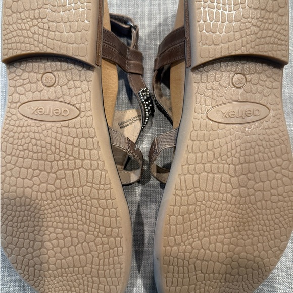 Aetrex Sheila Beaded Leather Sandal Stone Women's Size 39 US 8.5 NEW in box - Picture 7 of 11